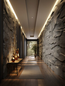 photorealistic stone wall surface used interior design